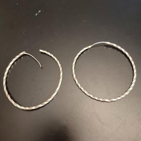 Sterling Silver Big Circle Hoop Earrings - Picture 1 of 3